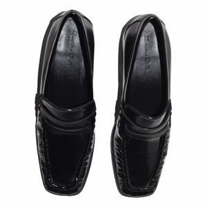 Massimo Dutti Black Patent Leather Penny Loafers